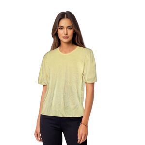 Philosophy Womens Sweater Medium Yellow 3/4 Clean Girl Soft Girl Ribbed Preppy